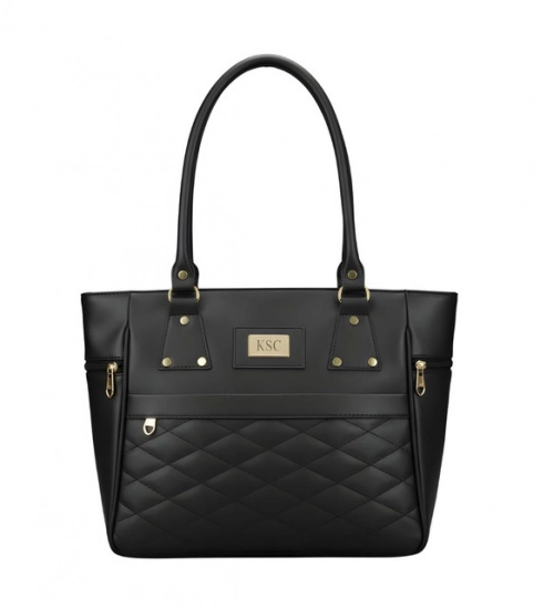 Women's PU Leather Solid Shoulder Zipper Handbag (Black)