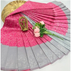 Women's Soft Silk Printed Saree With Unstitched Blouse 5.5Mtr (Mejentha)