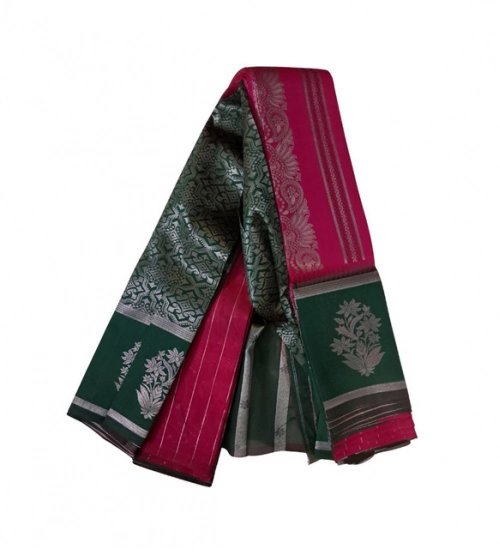 Women's Soft Silk Wooven Saree With Unstitched Blouse 5.5Mtr (Red)