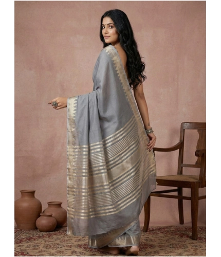 Women's Cotton Printed Saree With Unstitched Blouse 5.5Mtr (Gray) Women's Cotton Printed Saree With Unstitched Blouse 5.5Mtr (Gray)