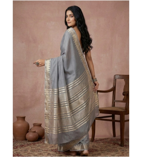 Women's Cotton Printed Saree With Unstitched Blouse 5.5Mtr (Gray) Women's Cotton Printed Saree With Unstitched Blouse 5.5Mtr (Gray)