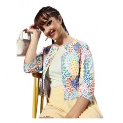 Women's Polyester Floral 3-4th Sleeves Shrug (Multicolor)
