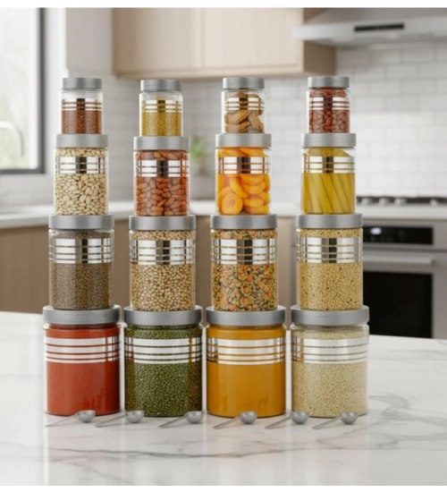 Plastic 16-Pcs Set Airtight Kitchen Storage Container Set (Multicolor) Plastic 16-Pcs Set Airtight Kitchen Storage Container Set (Multicolor)