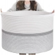 Cotton Dori 16x14 Inch Storage Basket For Clothes (White-Gray White)