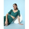 Women's Polyester Floral Short Sleeve Co-Ord Set (Green)