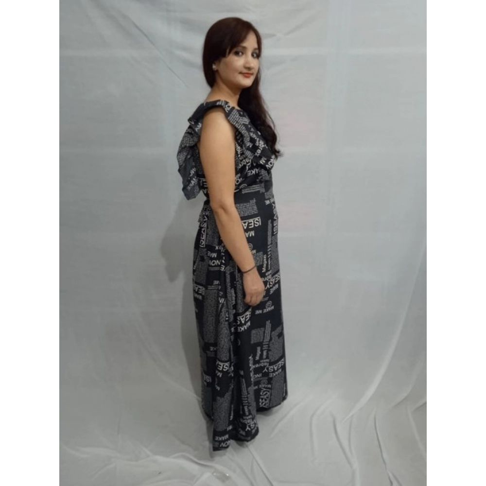 Women's Casual Crepe Sleeveless Dress (Black)