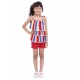 Girl's Polyester Crepe Striped Tie Ups Shorts Set (Multicolor)