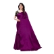Women's Satin Printed Saree With Unstitched Blouse 5.5Mtr (Purple)