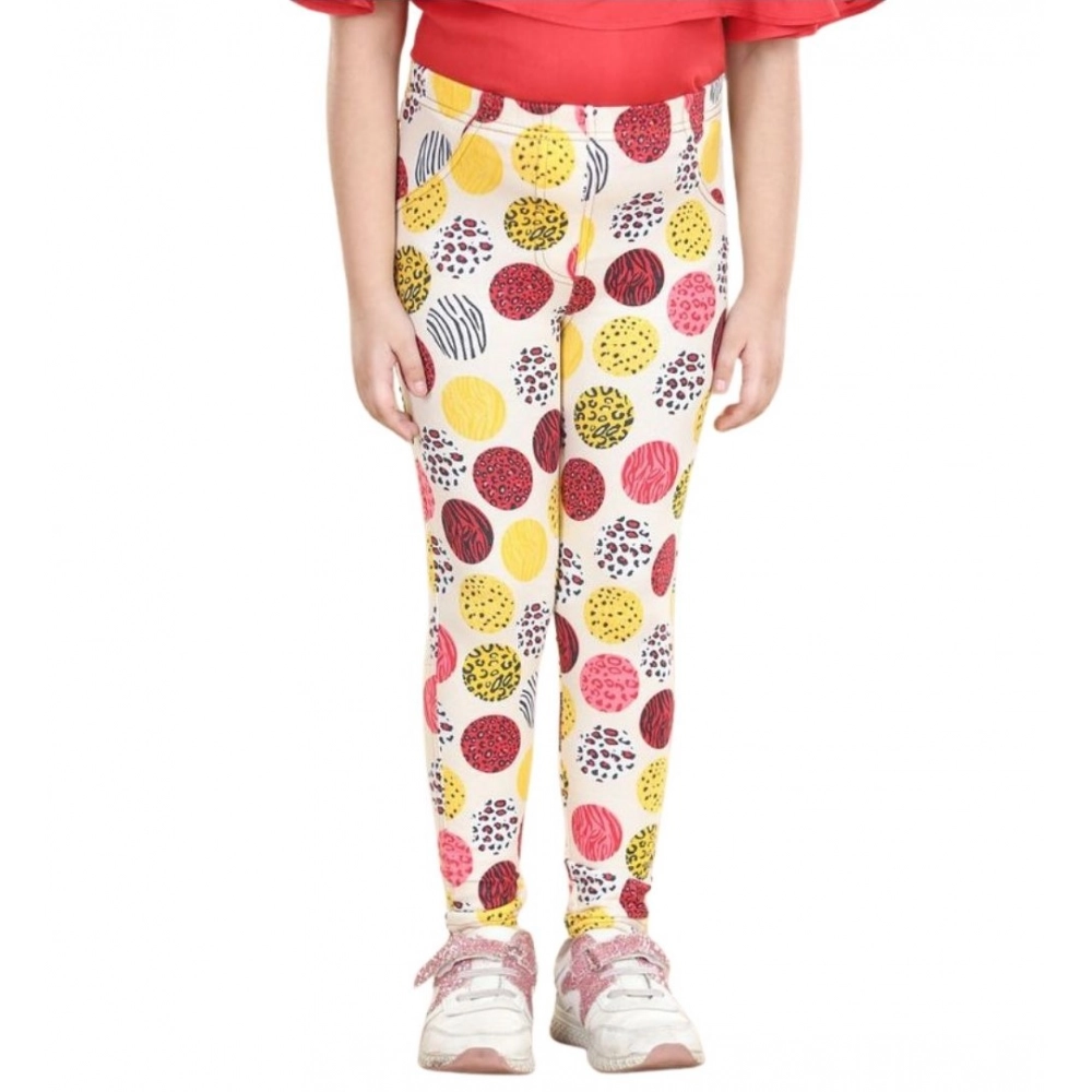 Girl's Cotton Lycra Floral Elasticated Jeggings (Multicolor) Girl's Cotton Lycra Floral Elasticated Jeggings (Multicolor)