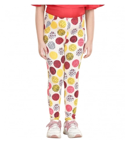 Girl's Cotton Lycra Floral Elasticated Jeggings (Multicolor)