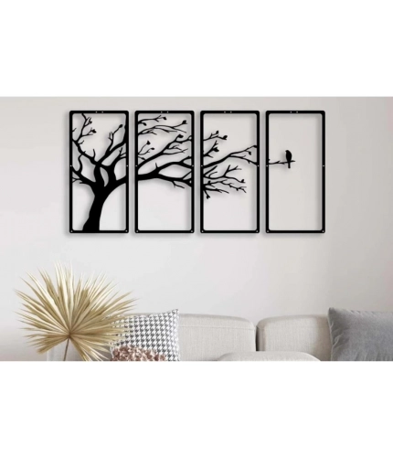 Wooden 3D 4 Pieces Tree Wall Art Panel Frame