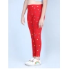 Girl's Cotton Lycra Printed Elasticated Leggings (Red) Girl's Cotton Lycra Printed Elasticated Leggings (Red)
