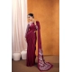 Women's Satin Crepe Printed Saree With Unstitched Blouse 5.5Mtr (Maroon)