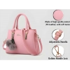 Women's PU Leather Solid Shoulder Zipper Handbag (Pink)