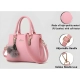 Women's PU Leather Solid Shoulder Zipper Handbag (Pink)