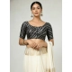 Women's Jacquard Zari Round Neck Padded Blouse (Black 38 Ready (Self Alterable 36–40)