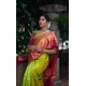 Women's Litchi silk Printed Saree With Unstitched Blouse (Green)