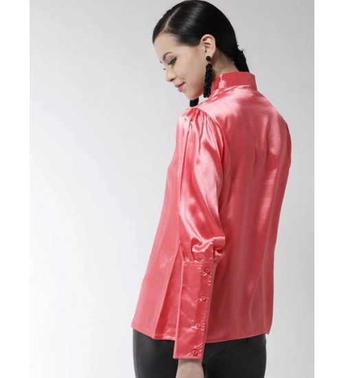 Women's Polyester Solid Long Sleeves Top (Coral) Women's Polyester Solid Long Sleeves Top (Coral)
