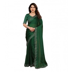 Women's Georgette Printed Saree With Unstitched Blouse 5.5Mtr (Green)