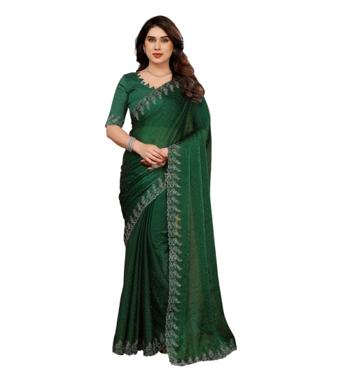 Women's Georgette Printed Saree With Unstitched Blouse 5.5Mtr (Green)