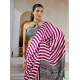 Women's Satin Crepe Printed Saree With Unstitched Blouse 5.5Mtr (Magenta)