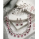 Women's Brass Silver Plated Necklace set (Pink)