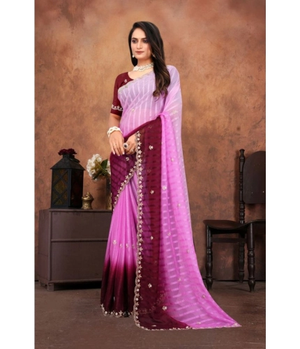 Women's Chiffon Embroidred Saree With Unstitched Blouse 5.5Mtr (Pink) Women's Chiffon Embroidred Saree With Unstitched Blouse 5.5Mtr (Pink)