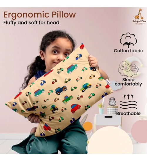 Soft Plush Printed Baby Infant Pillow for Kids Age 1 To 5 Years (Beige)