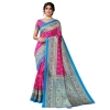 Dropship Women's Litchi silk Printed Saree With Unstitched Blouse  5-6 Mtrs (Pink)
