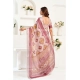 Women's Linen Cotton Printed Ready To Wear Saree With Unstitched Blouse 5.5 Mtr (Maroon)
