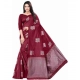 Women's Soft Lichi Silk Printed Saree With Unstitched Blouse 5.5Mtr (Maroon)