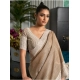 Women's Linen Printed Saree With Unstitched Blouse 5.5Mtr (Beige) Women's Linen Printed Saree With Unstitched Blouse 5.5Mtr (Beige)