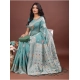 Women's Linen Cotton Printed Saree With Unstitched Blouse 5.5Mtr (Sea Green)
