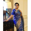 Women's Litchi silk Printed Saree With Unstitched Blouse (Blue) Women's Litchi silk Printed Saree With Unstitched Blouse (Blue)