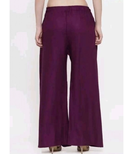 Women's Casual Rayon Solid Ankle Length Palazzo (Purple, Free Size)