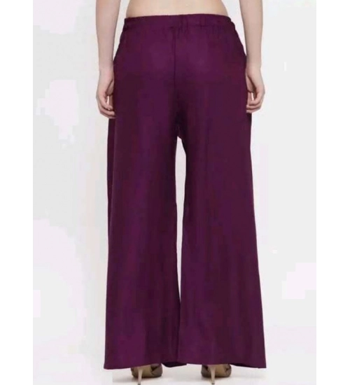Women's Casual Rayon Solid Ankle Length Palazzo (Purple, Free Size)