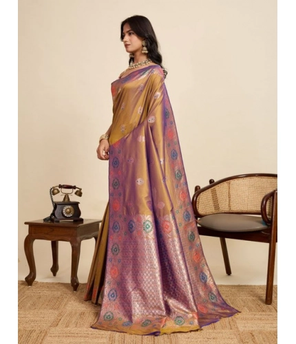 Women's Faux_Banarasi_Silk Woven Saree With Unstitched Blouse 5.5Mtr (Mustard)