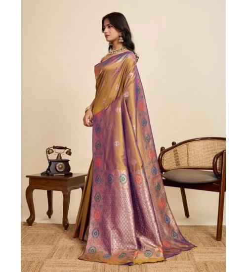 Women's Faux_Banarasi_Silk Woven Saree With Unstitched Blouse 5.5Mtr (Mustard)