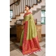 Women's Silk Blend Booti Work Ready to wear Saree With Unstitched Blouse 5.5Mtr (Green)