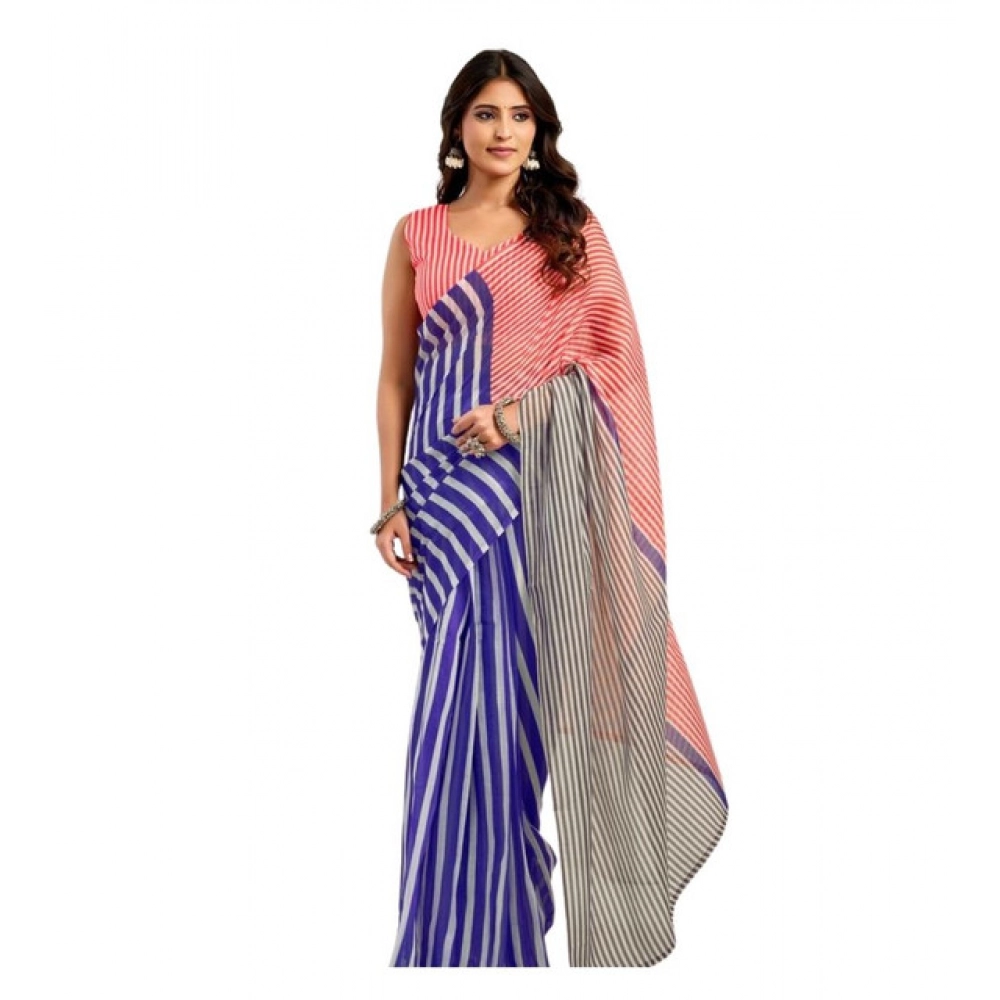 Women's Linen Cotton Printed Ready To Wear Saree With Unstitched Blouse 5.5 Mtr (Blue) Women's Linen Cotton Printed Ready To Wear Saree With Unstitched Blouse 5.5 Mtr (Blue)