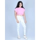 Girl's Cotton Lycra Printed Elasticated Leggings (White)