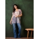 Women's Chiffon Printed Short Sleeves Shrug (White - Purple) Women's Chiffon Printed Short Sleeves Shrug (White - Purple)