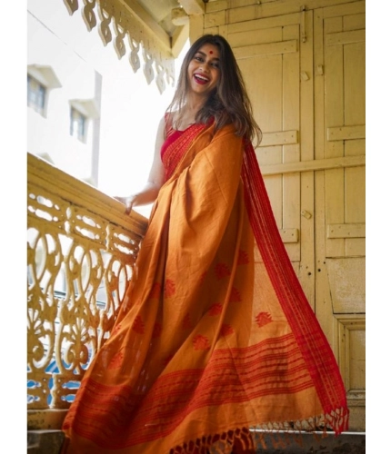 Women's Soft Lilan Printed Saree With Unstitched Blouse 5.5Mtr (Mustard ) Women's Soft Lilan Printed Saree With Unstitched Blouse 5.5Mtr (Mustard )