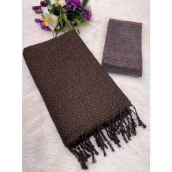 Women's Chiffon Zigzag lines Saree With Unstitched Blouse 5.5Mtr (Brown)