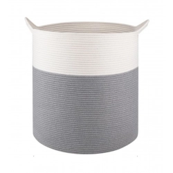 Cotton 12x14 Inch- 1 Pcs Storage Basket For Clothes (Gray-White)