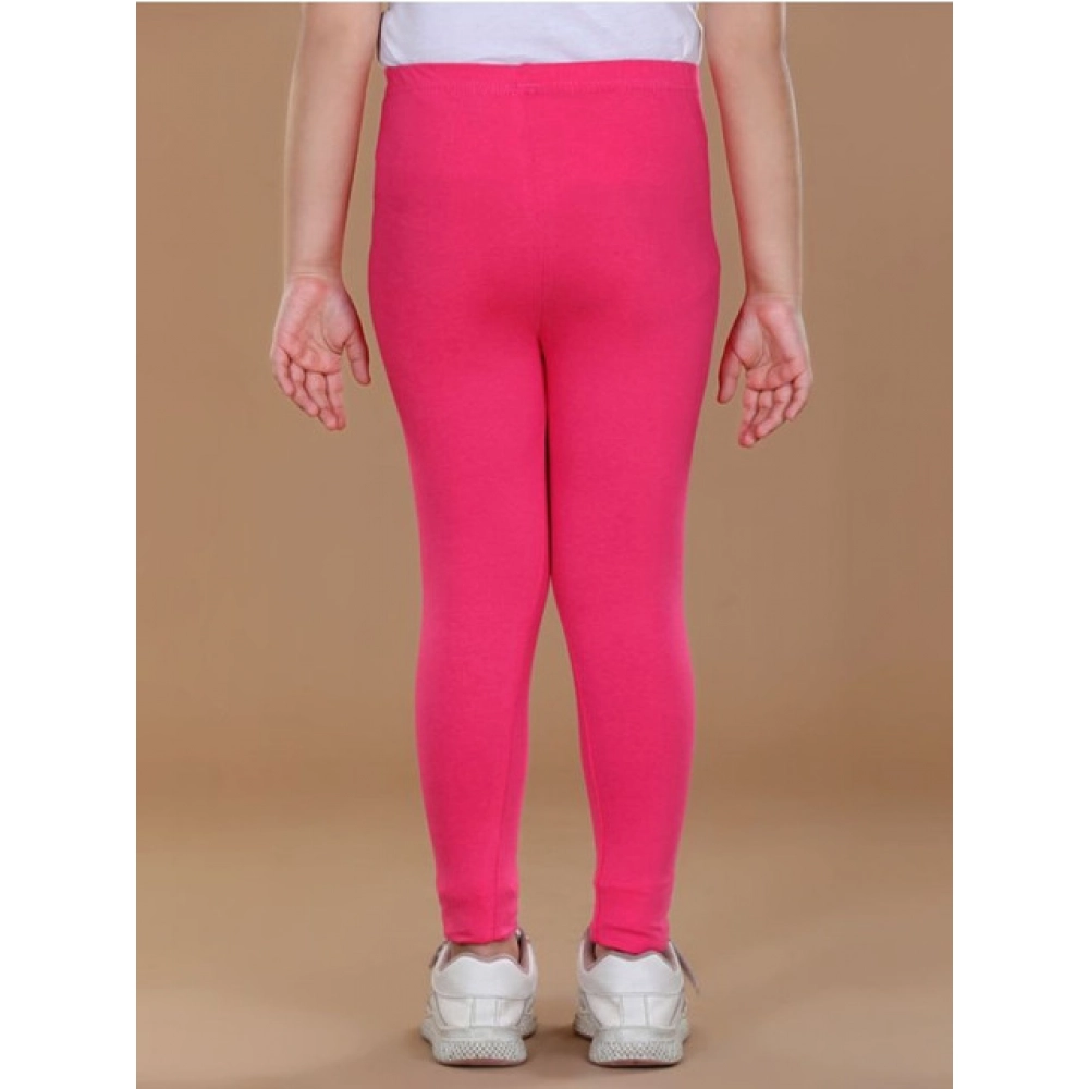Girl's Cotton Lycra Solid Elasticated Leggings (Pink) Girl's Cotton Lycra Solid Elasticated Leggings (Pink)