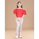 Girl's Cotton Lycra Floral Elasticated Jeggings (White-Pink) Girl's Cotton Lycra Floral Elasticated Jeggings (White-Pink)