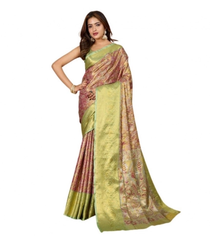 Women's Jacquard Saree With Unstitched Blouse 5.5Mtr (Multicolor)