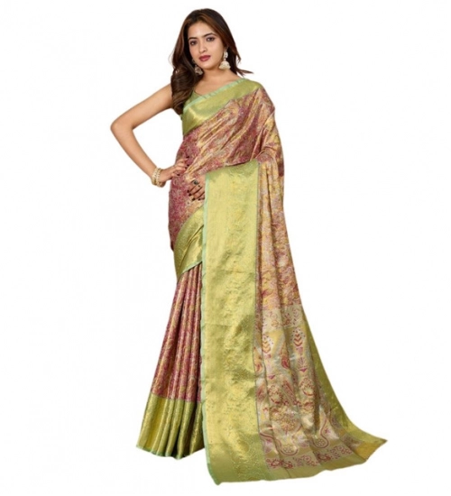 Women's Jacquard Saree With Unstitched Blouse 5.5Mtr (Multicolor)