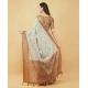 Women's Polyester Printed Saree With Unstitched Blouse 5.5 Mtr (Off-White)